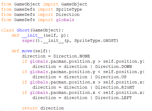 Please help with the pacman code in python as I