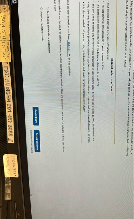 dining restaurant. You decide to use the cash