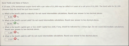Bond Yields and Rates of Return A 1 0 rear, 1 2 %