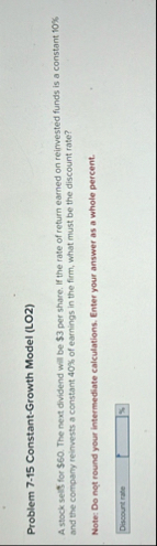 Problem 7 - 1 5 Constant - Growth Model ( LO 2 )