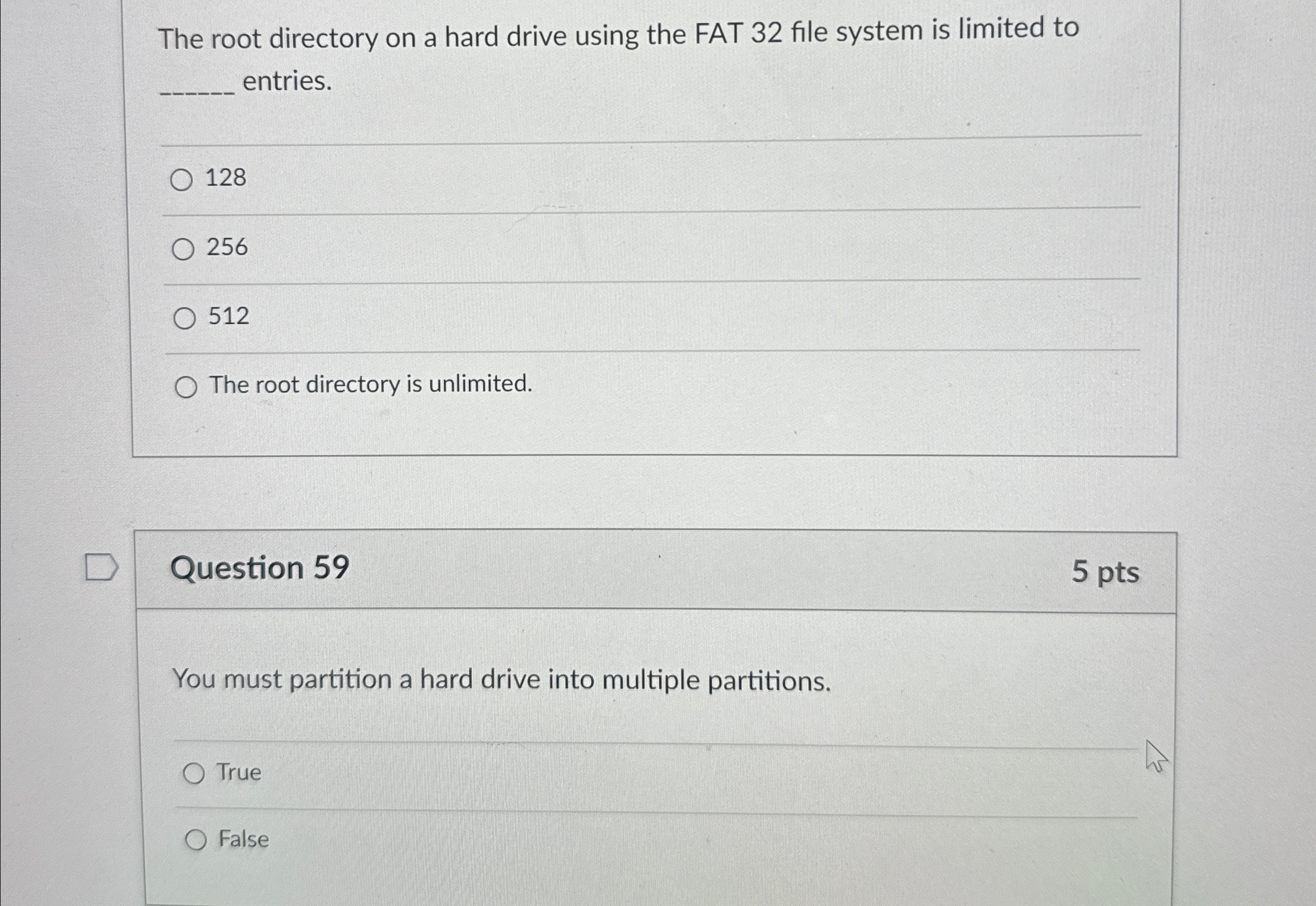 The root directory on a hard drive using the FAT