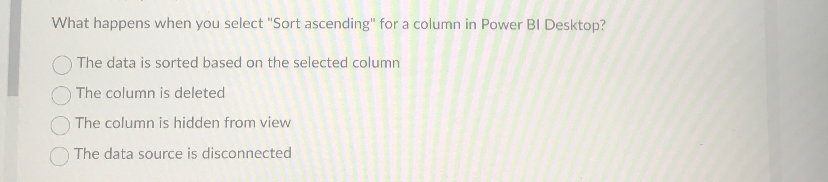 What happens when you select "Sort ascending" for