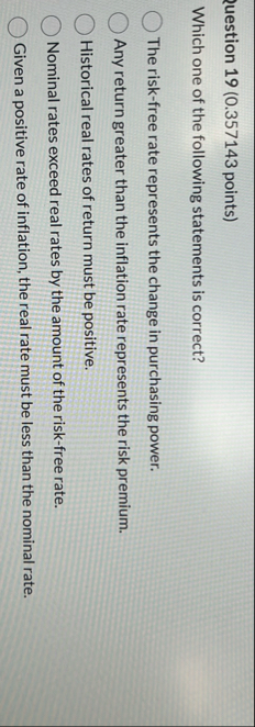 2 uestion 1 9 ( 0 . 3 5 7 1 4 3 points ) Which