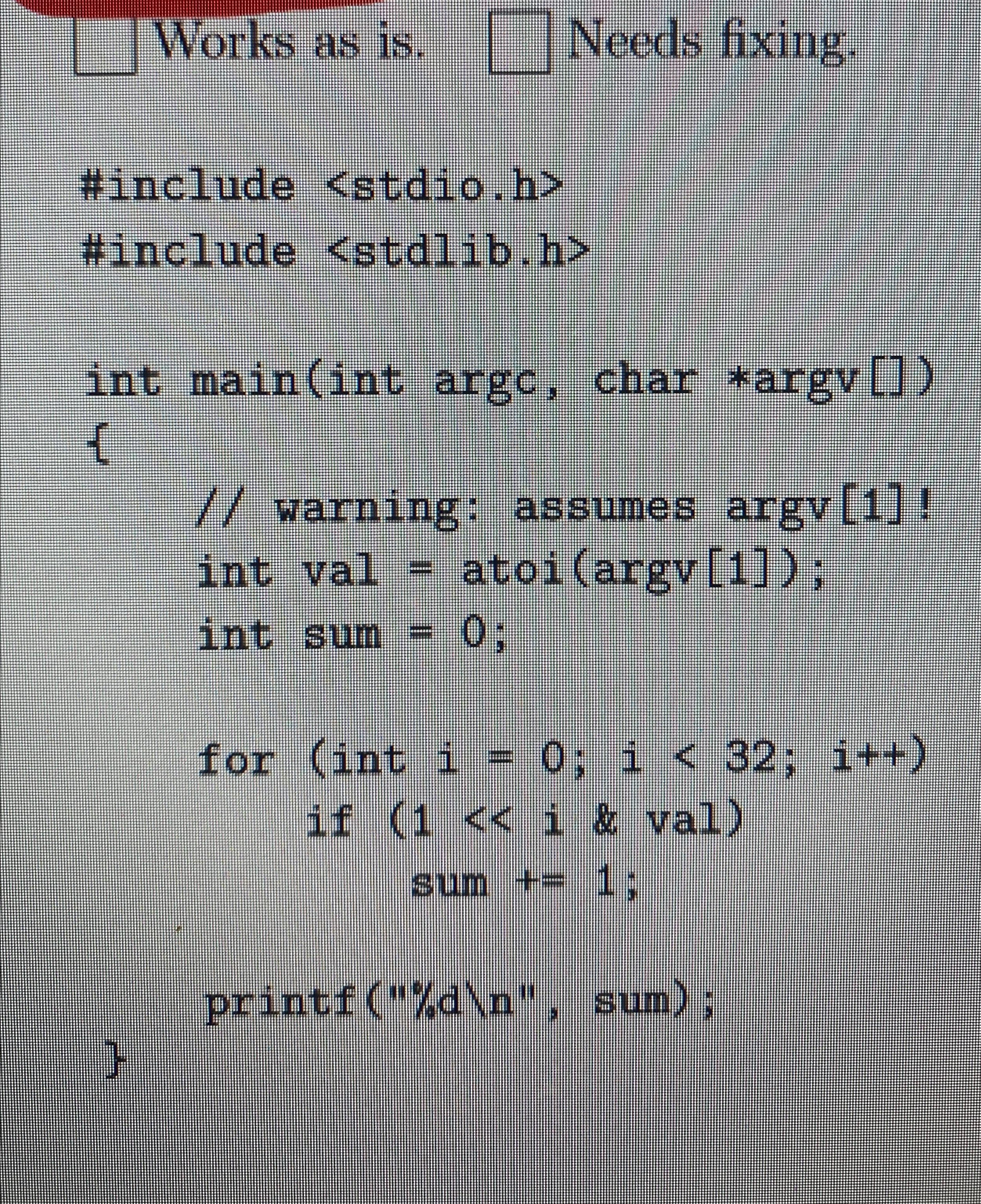 This is a C profram that count the bits on in an