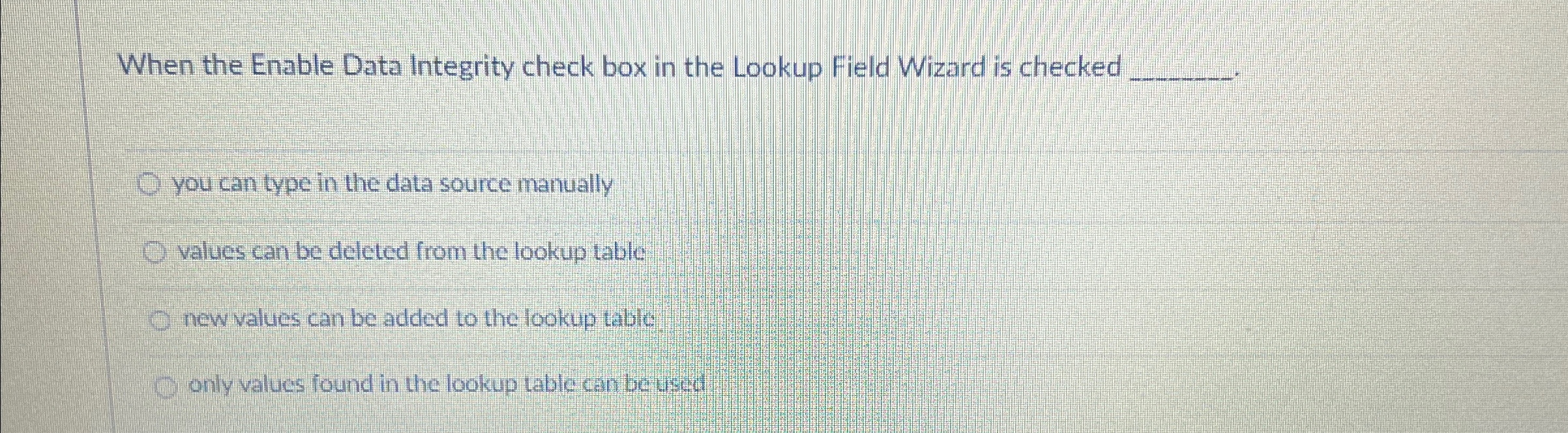 When the Enable Data Integrity check box in the