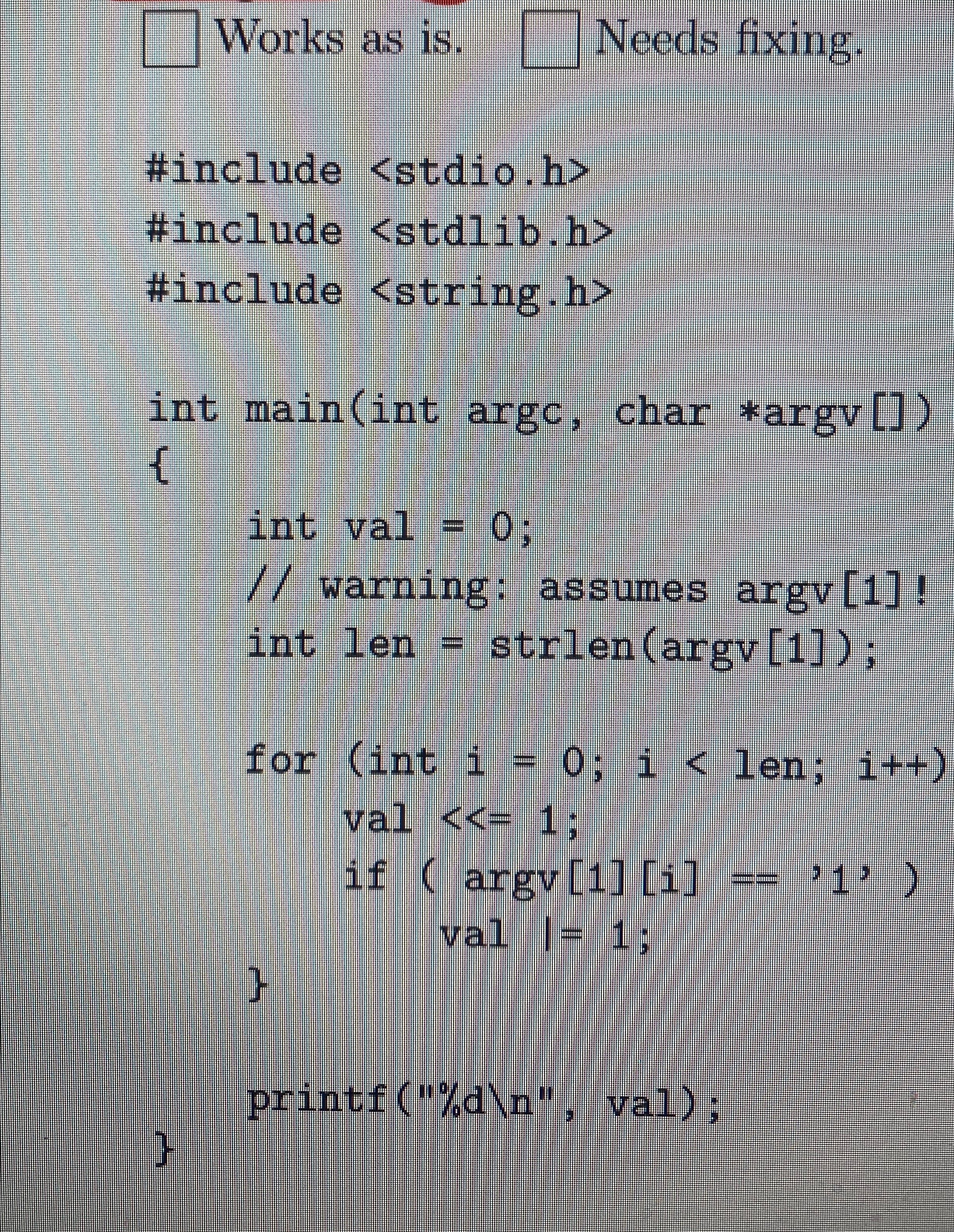 This is a C program that trabslate binary ti