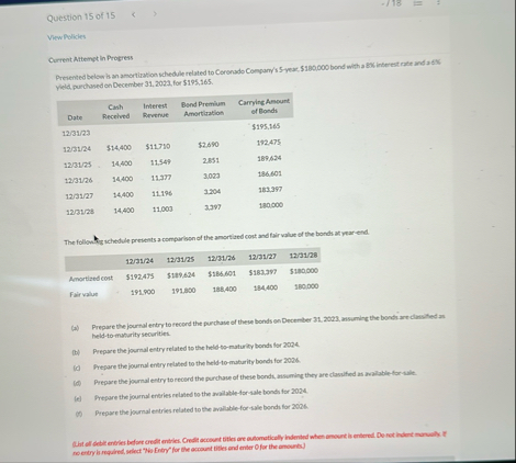 Question 1 5 of 1 5 View Folicies Current Attempt