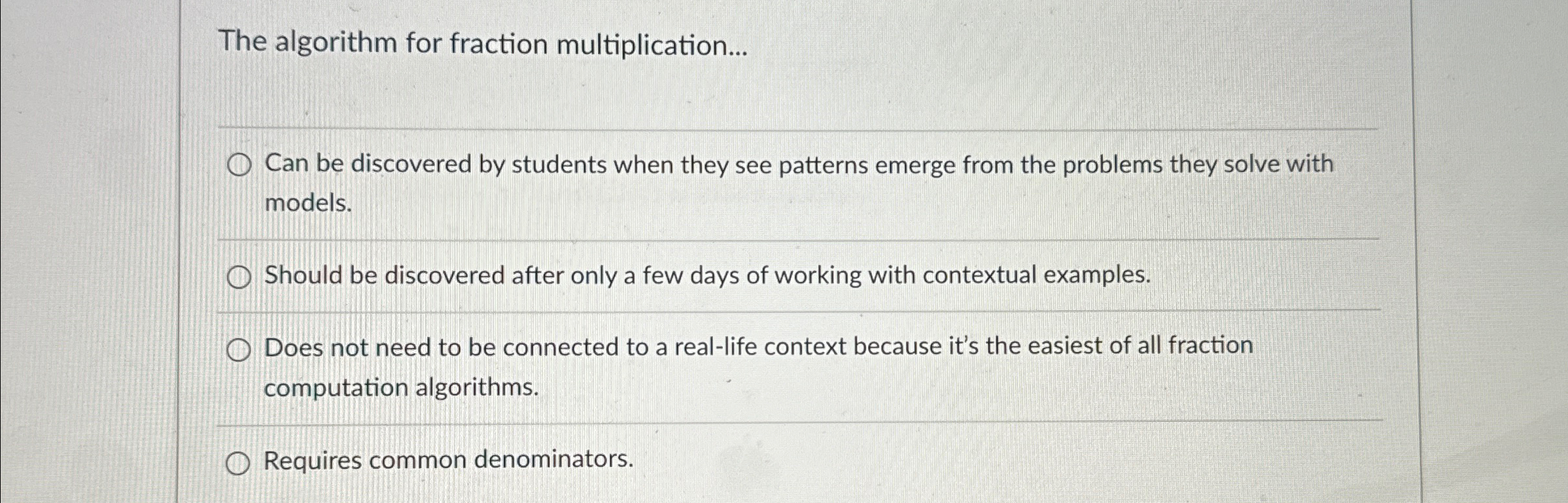 The algorithm for fraction multiplication... q ,