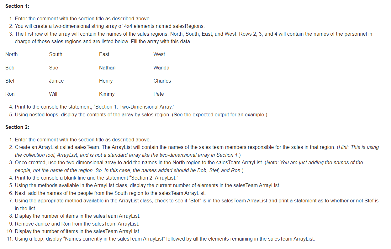 IN C# PLEASE.... Section 1 : Enter the comment