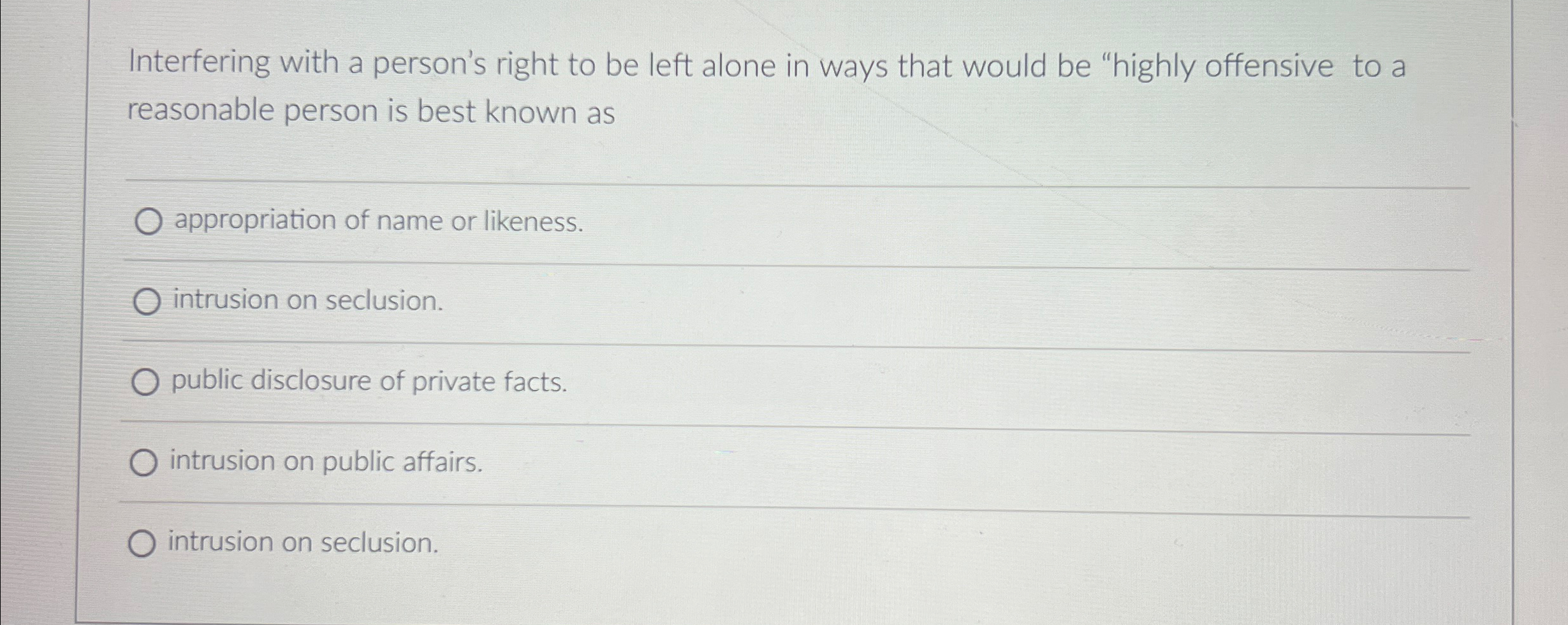 Interfering with a person's right to be left