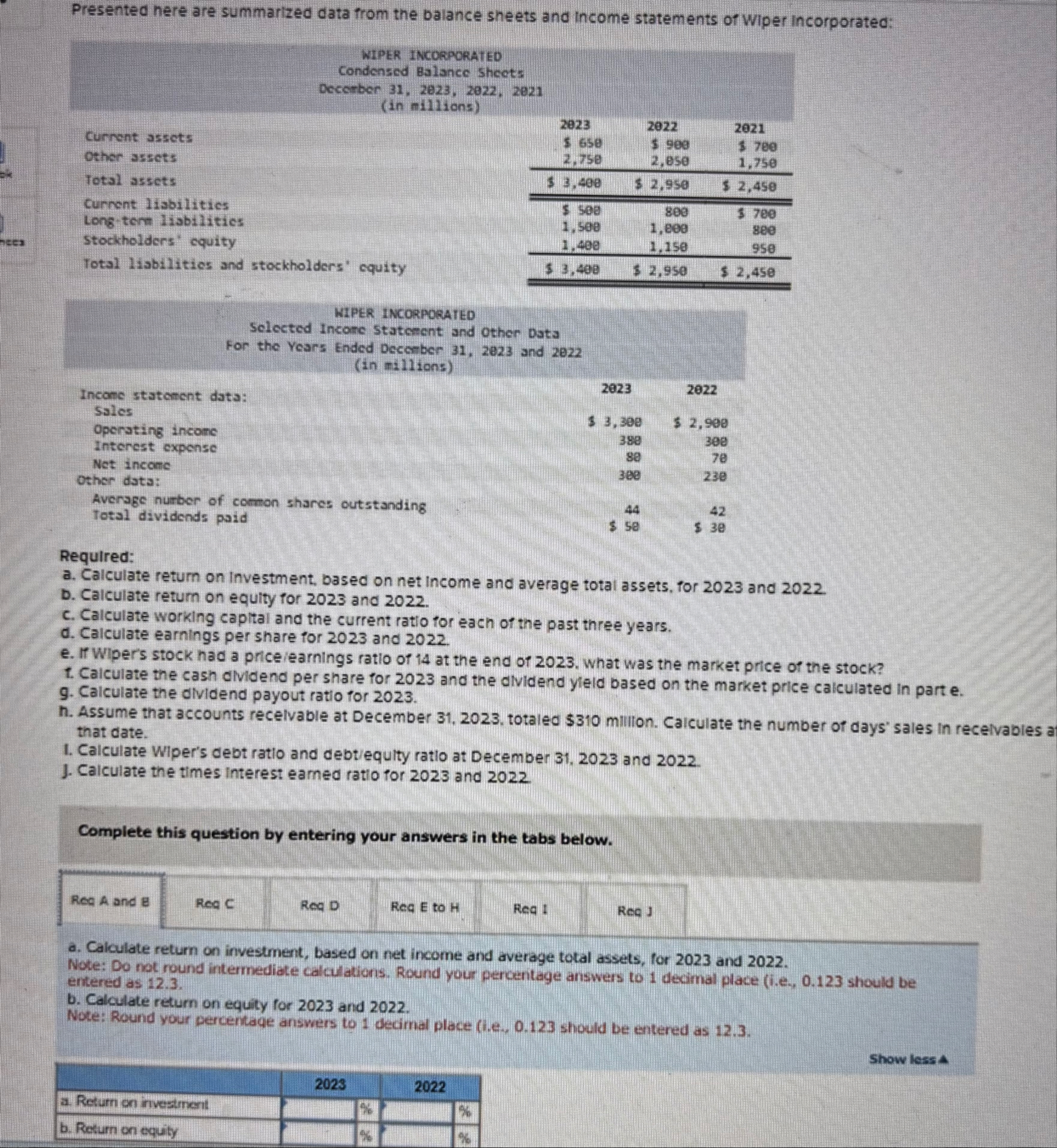 ReqA and B Rea C Req D Req E to H Rea 1 Rea J