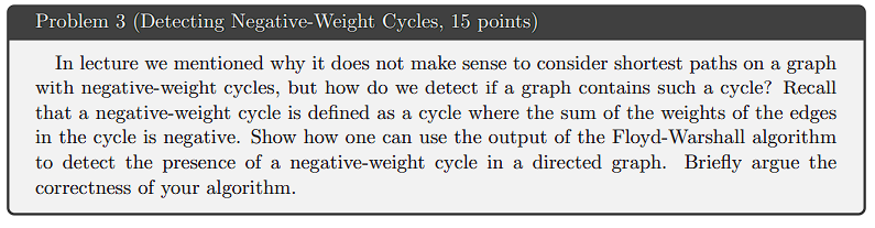 Problem 3 ( Detecting Negative - Weight Cycles, 1