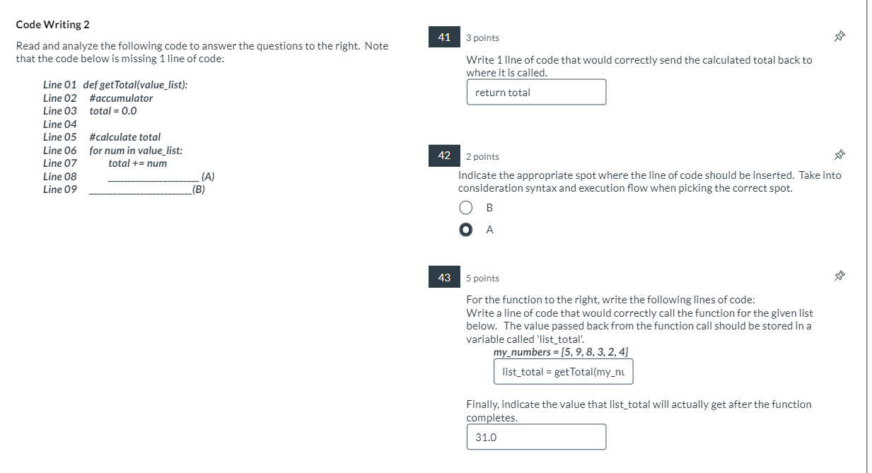 Code Writing 2 Read and analyze the following
