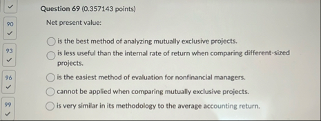 Question 6 9 ( 0 . 3 5 7 1 4 3 points ) 9 0 Net