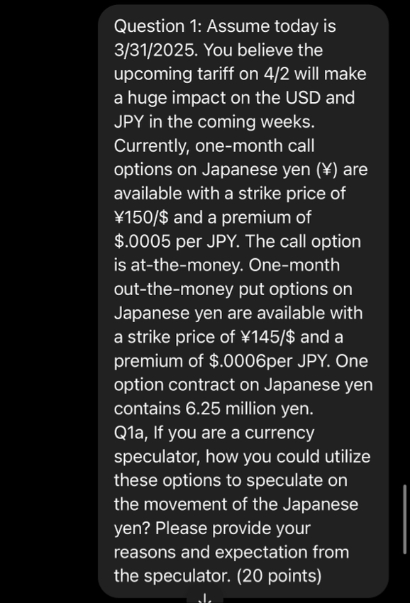 Question 1 : Assume today is 3 3 1 ? 2 0 2 5 .