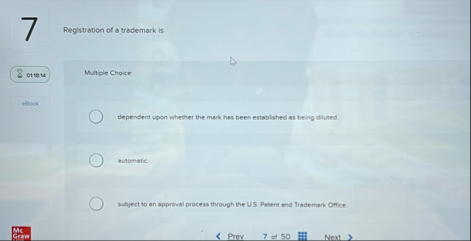 Registration of a trademark is Multiple Choice