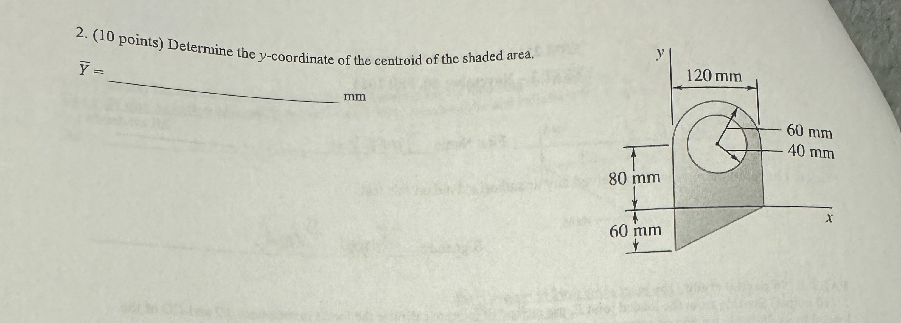 ( 1 0 points ) Determine the y - coordinate of