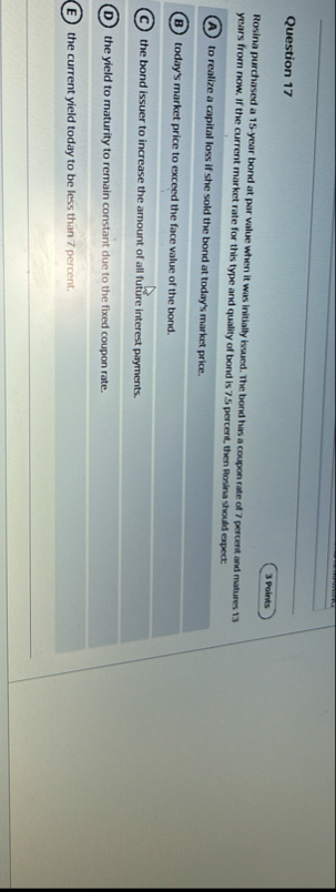 Question 1 7 3 Points Rosina purchased a 1 5 -