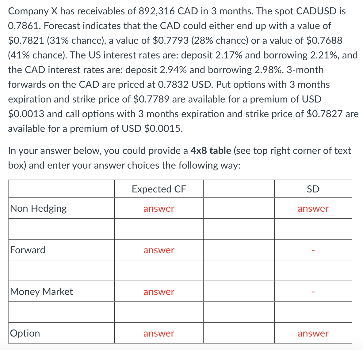 please provide expected cashflow and standard
