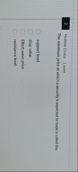 2 Multiple Choice 1 point The minimum price at