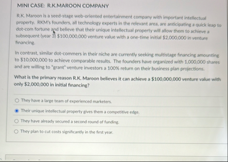 MINI CASE: R . K . MAROON COMPANY R . K . Maroon