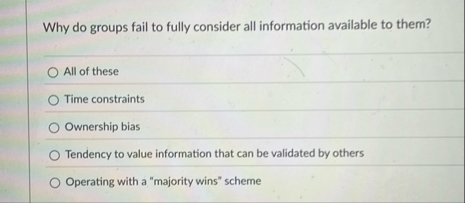 Why do groups fail to fully consider all