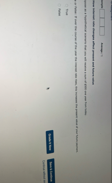 tempts Average / 1 How interest rate changes