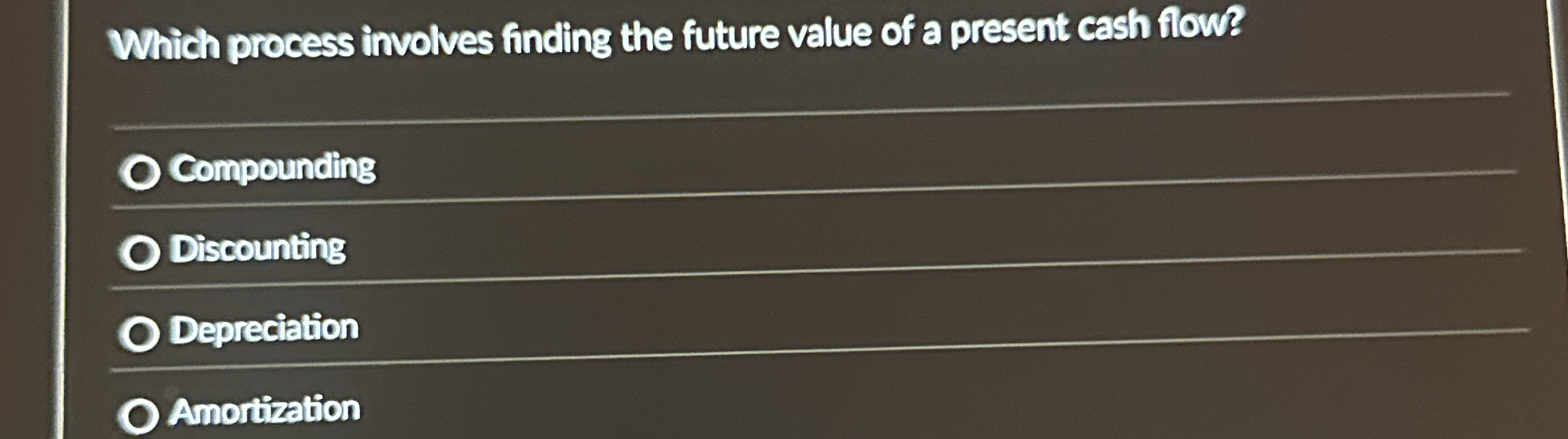 Which process involves finding the future value