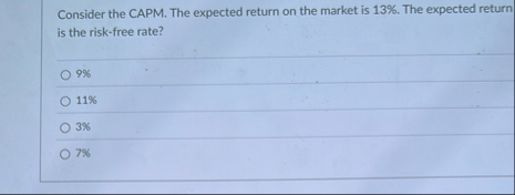 Consider the CAPM. The expected return on the