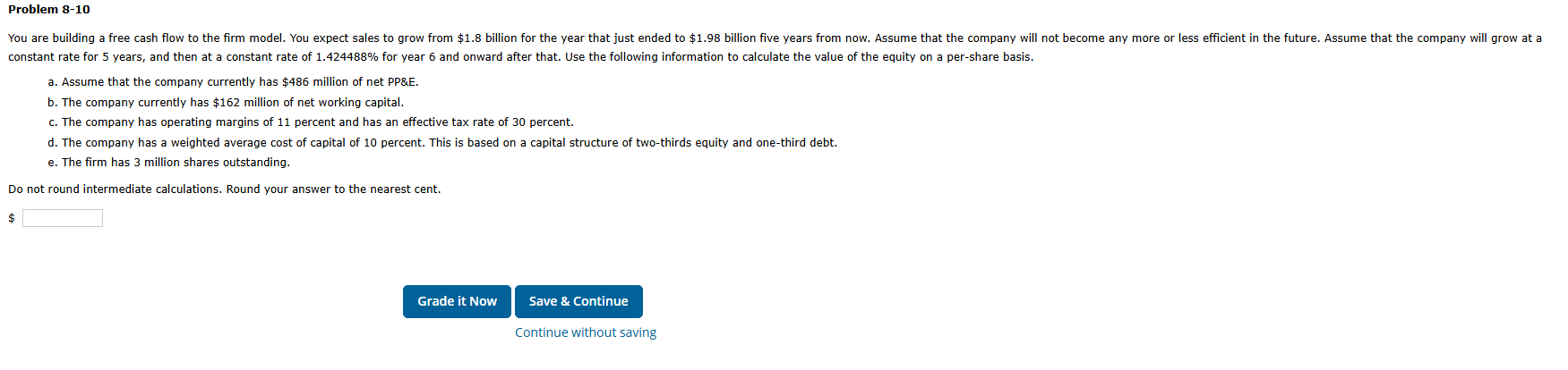 Problem 8 - 1 0 constant rate for 5 years, and