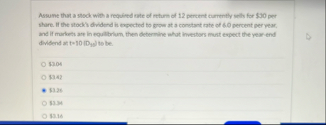 Assume that a stock with a required rate of