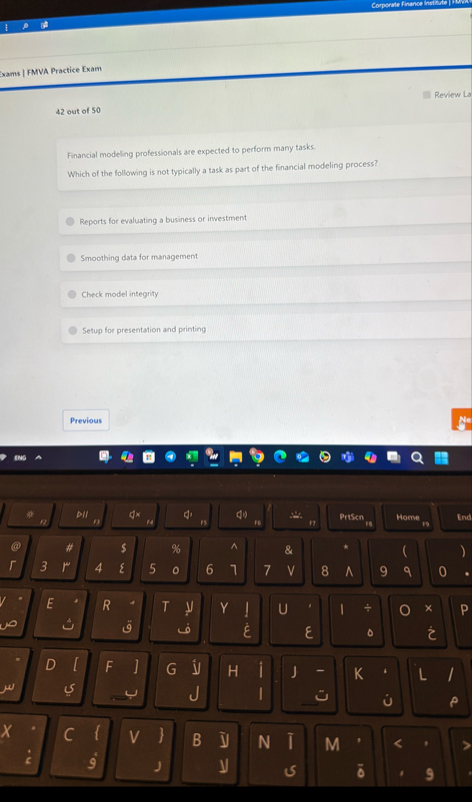 Exams | FMVA Practice Exam Review La 4 2 out of 5