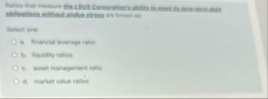 Select tant: An - ancal leverage ratoc b .