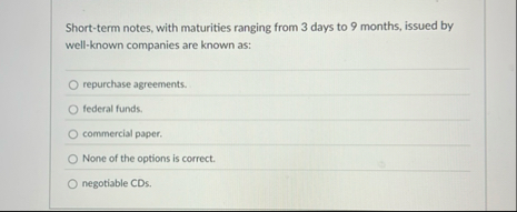 Short - term notes, with maturities ranging from