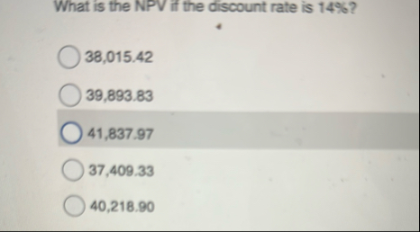 What is the NPV if the discount rate is 1 4 % ? 3