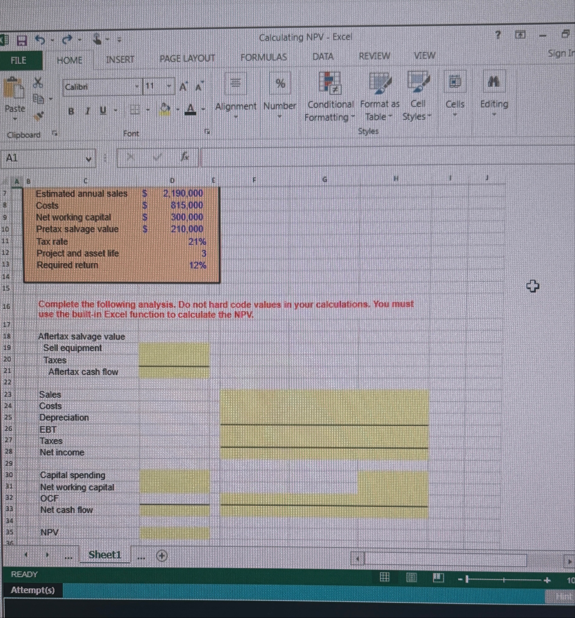 Help asap. Inclue excel function. Complete the