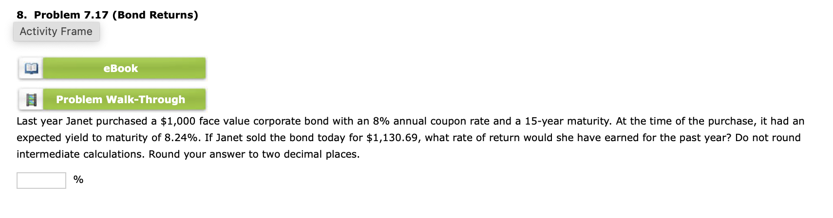 8 . Problem 7 . 1 7 ( Bond Returns ) Activity