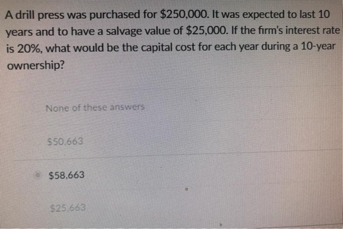 A drill press was purchased at $ 2 2 0 , 0 0 0 .