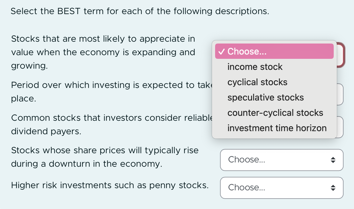 code class = "asciimath" > Select the BEST term