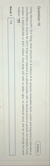 Question 1 0 Using Microsofts 1 0 * K filing,