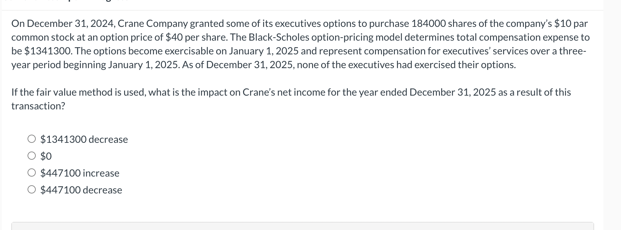 On December 3 1 , 2 0 2 4 , Crane Company granted