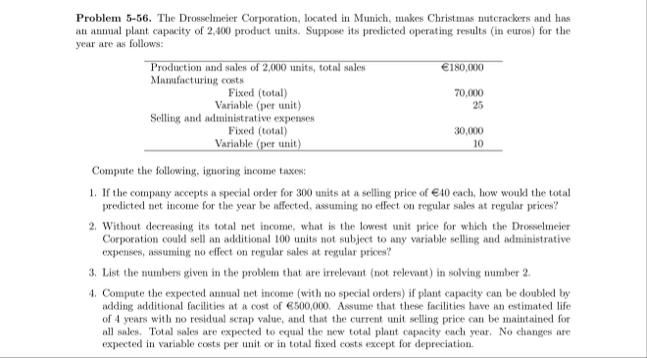 Problem 5 - 5 6 . The Drosselmeier Corporation,