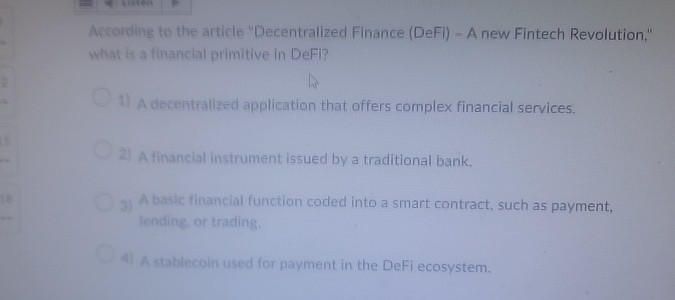 According to the article "Decentralized Finance (