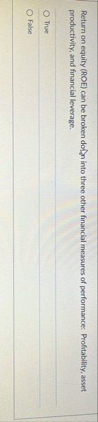 Return on equity ( ROE ) can be broken dofon into