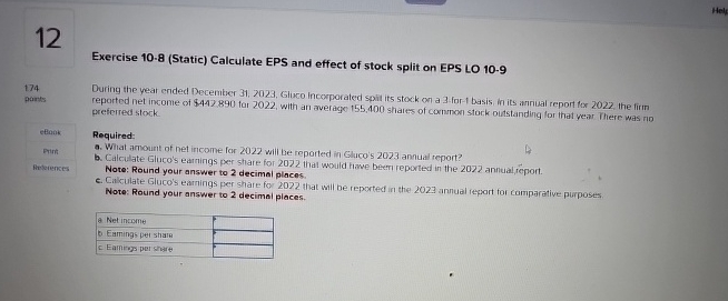 1 2 Exercise 1 0 - 8 ( Static ) Calculate EPS and