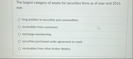 The largest category of assets for securities