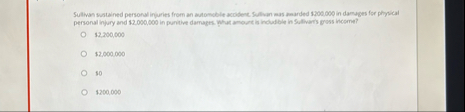 personal infury and $ 2 . 0 0 0 , 0 0 0 in