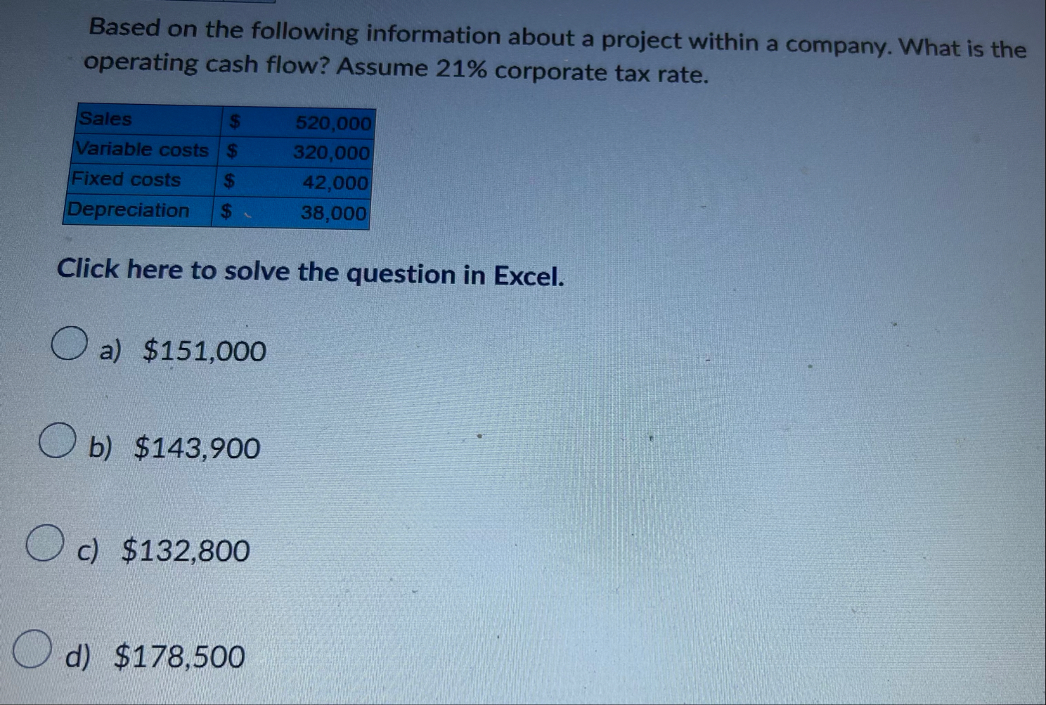 Based on the following information about a