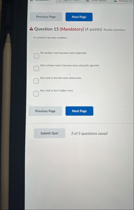 A Question 1 5 ( Mandatory ) ( 4 points ) Retake