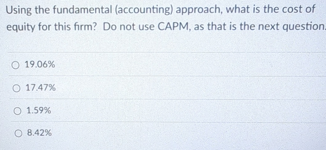 Using the fundamental ( accounting ) approach,